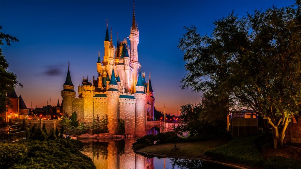 Disney castle at night