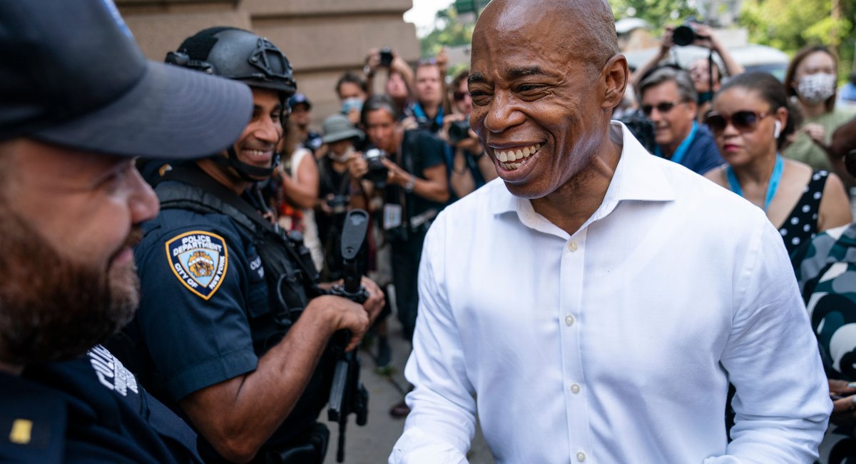 Then-Brooklyn Borough President Eric Adams at the Essential Workers Parade in July, 2021