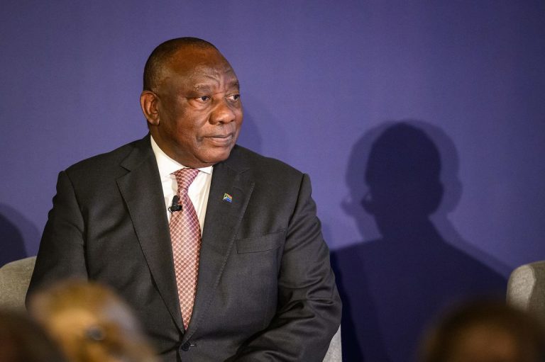 South African president Cyril Ramaphosa in a suit