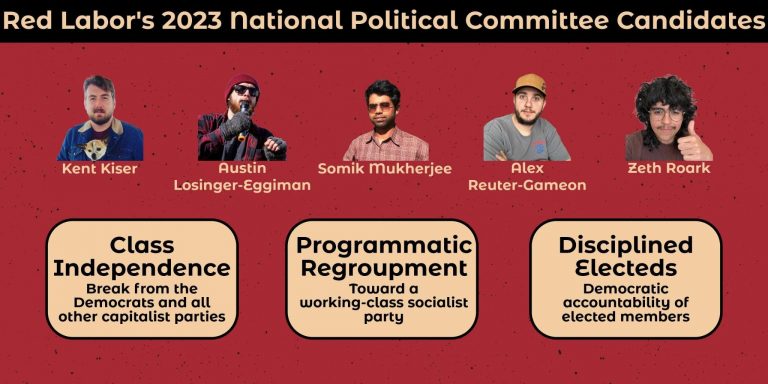 Red Labor Slate members running for NPC election in DSA 2023.
