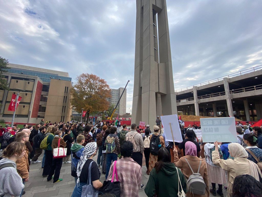 Students at Temple University, Philadelphia rally for Palestine. 