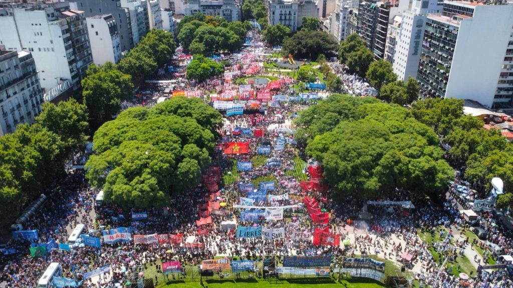 Tens of thousands gathered at the congress in Buenos Aires, Argentina to protest against President Javier Milei's anti-worker measures on January 24, 2024.