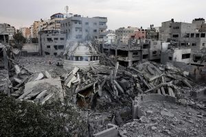 Destruction in Gaza following Israeli invasion.