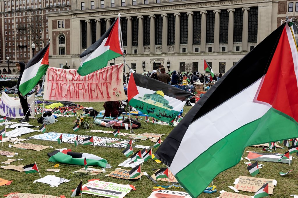 Columbia University during the encampment for Palestine in April 2024.
